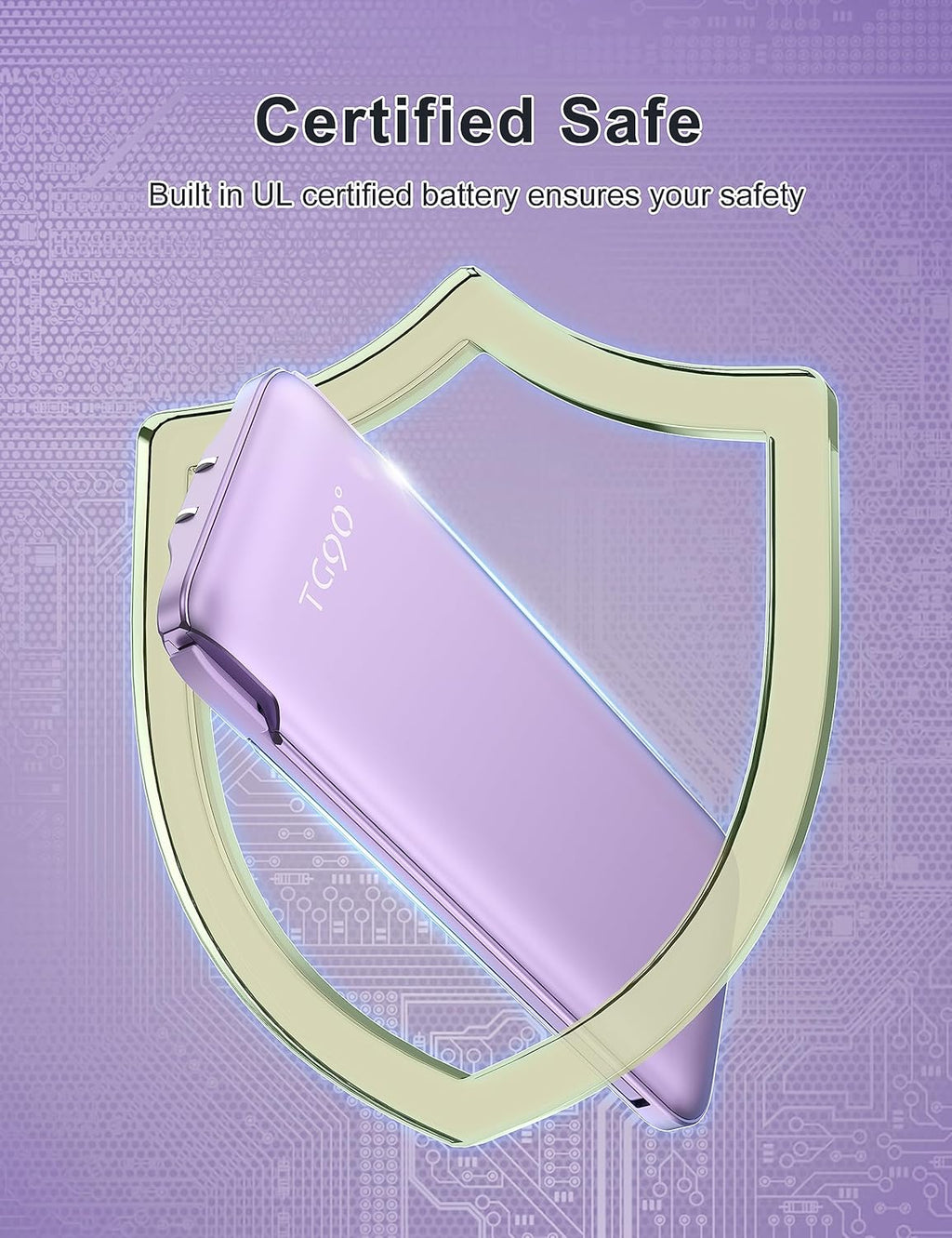 TG90° 10000mah Power Bank Portable Charger with Built in Cables and AC Wall Plug, Phone Charger External Battery Pack Compatible with iPhone Android Smart Devices