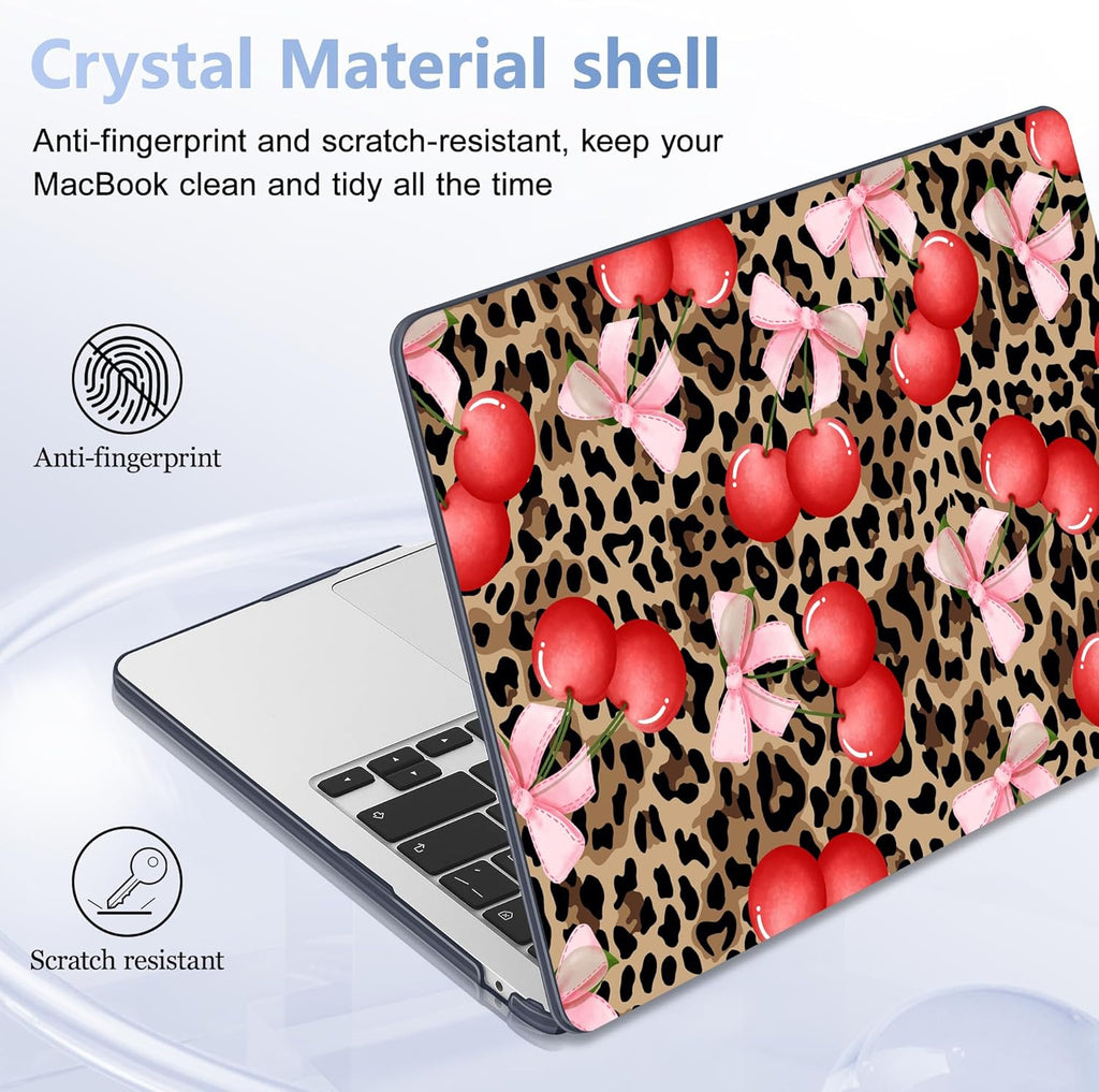 Case for MacBook Air 15 Inch 2025 2024 2023 Release M4 A3241 M3 A3114 M2 A2941, Hard Shell with Screen Protector & Keyboard Cover, Compatible with Touch ID, Leopard Cherry