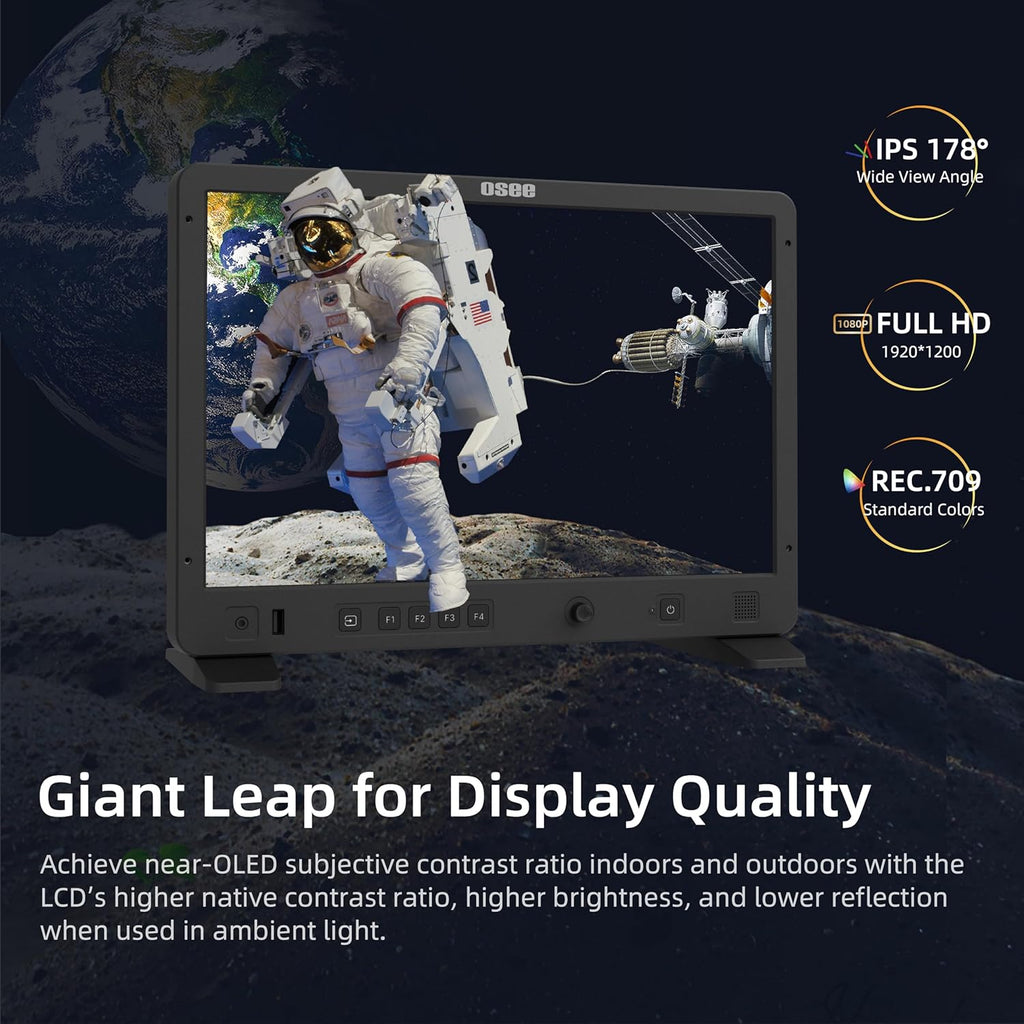 osee Mega 15S 15inch 1500 Nits Higher Bright Pro HDR Field Production Monitor Camera Assist Monitor with Battery Plate C-Stand Cheese Plate and Portable Hooded Case