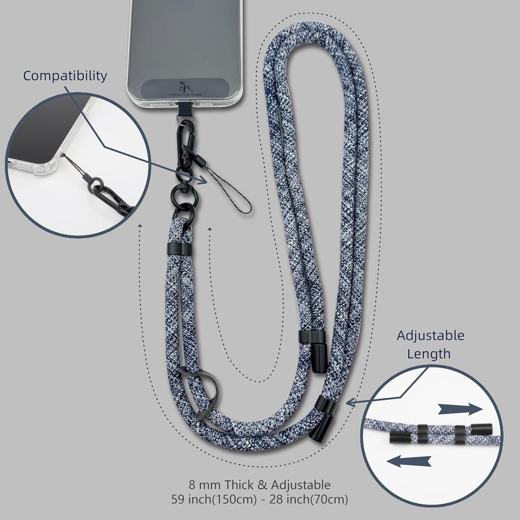 Adjustable Cell Phone Lanyard Crossbody Smartphone Strap Soft Rope Phone Lanyard for Around the Neck Holder (Camo Blue)