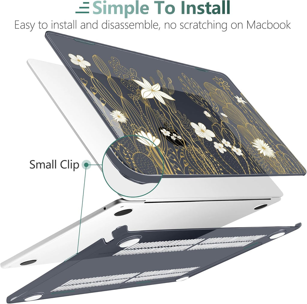 TWOLSKOO Compatible with M4 MacBook Air 15 inch Case 2025-2023 Released Model M4 A3241 M3 A3114 M2 A2941, Plastic Hard Shell & Screen Protector & Keyboard Cover & Trackpad Film, Cute Cactus