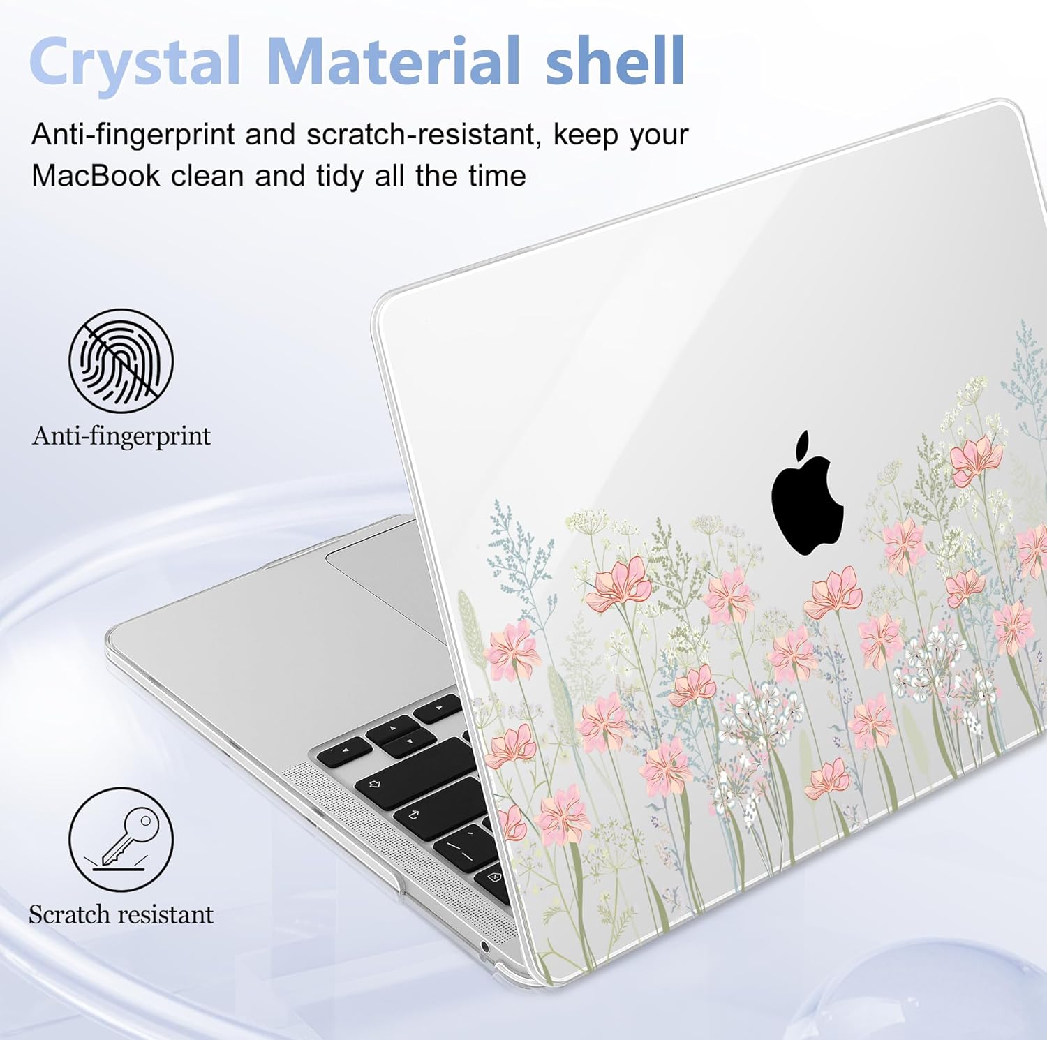 Case for MacBook Pro 13 inch with/Without Touch Bar (2016-2022, M2 A2338 M1 A2289 A2251 A2159 A1989 A1706 A1708), Hard Shell + Keyboard Cover + Dust Plug, Floral C322