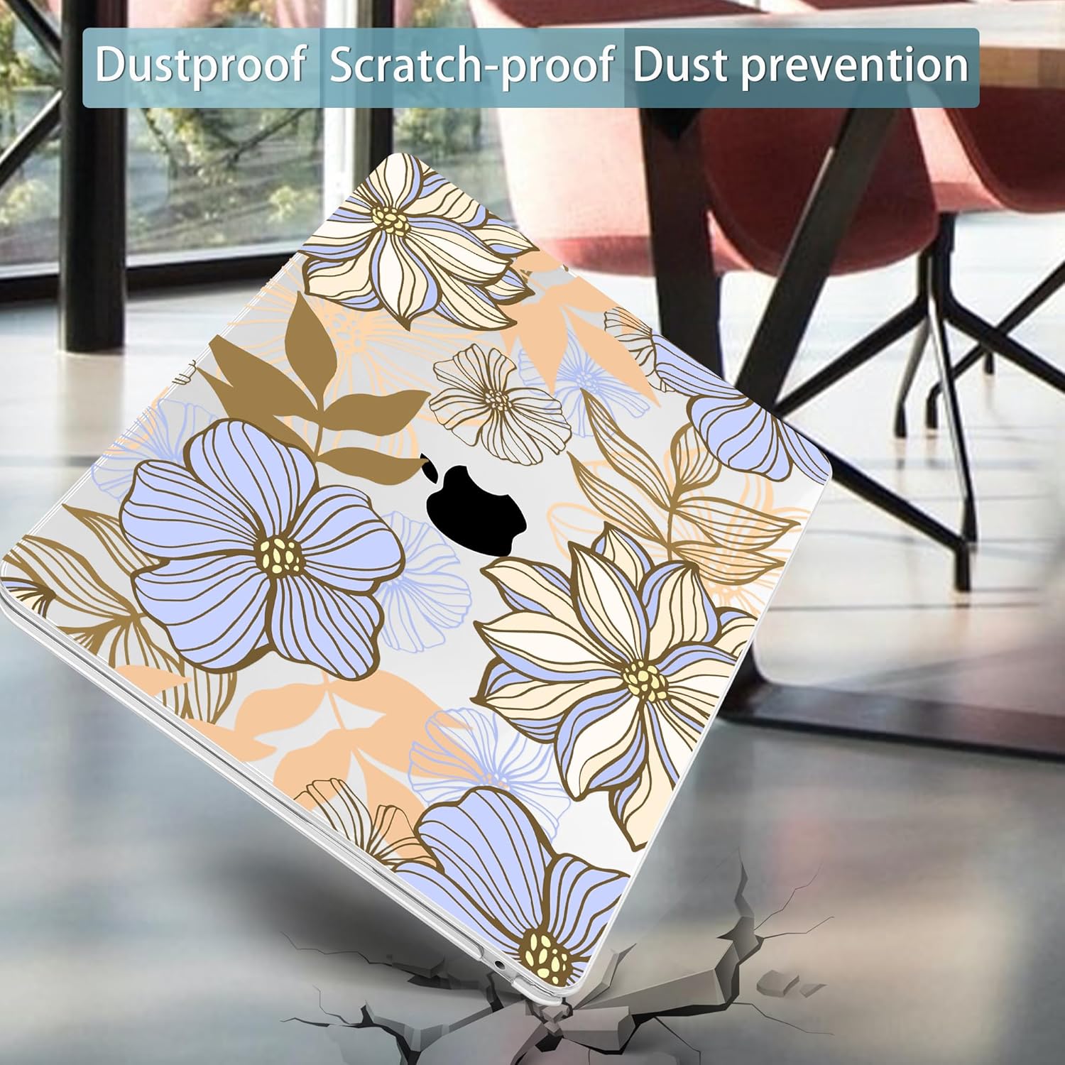 Mektron for 2025 M4 MacBook Air 13.6 Inch A3240 Case Fits 2023 A2681 M2 2024 A3113 M3 Chip with Liquid Retina Display Touch ID, Printed Plastic Hard Shell Cover for MacBook Air 13.6", Abstract Floral