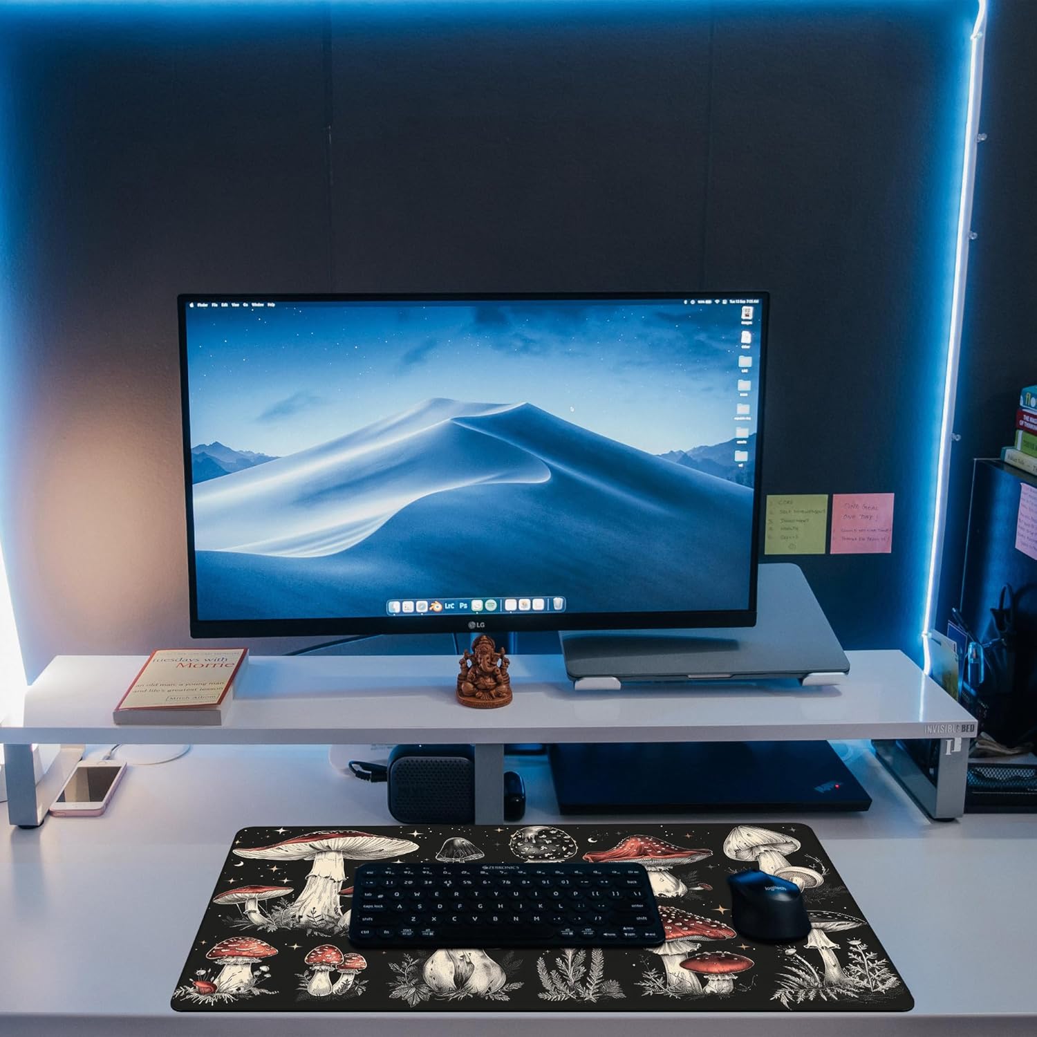 Psychedelic Mushrooms Desk Mat, Large Gaming Mouse Pad, 31.5"x15.7", Extended Big Computer Keyboard Mouse Pad with Non-Slip Base and Stitched Edge