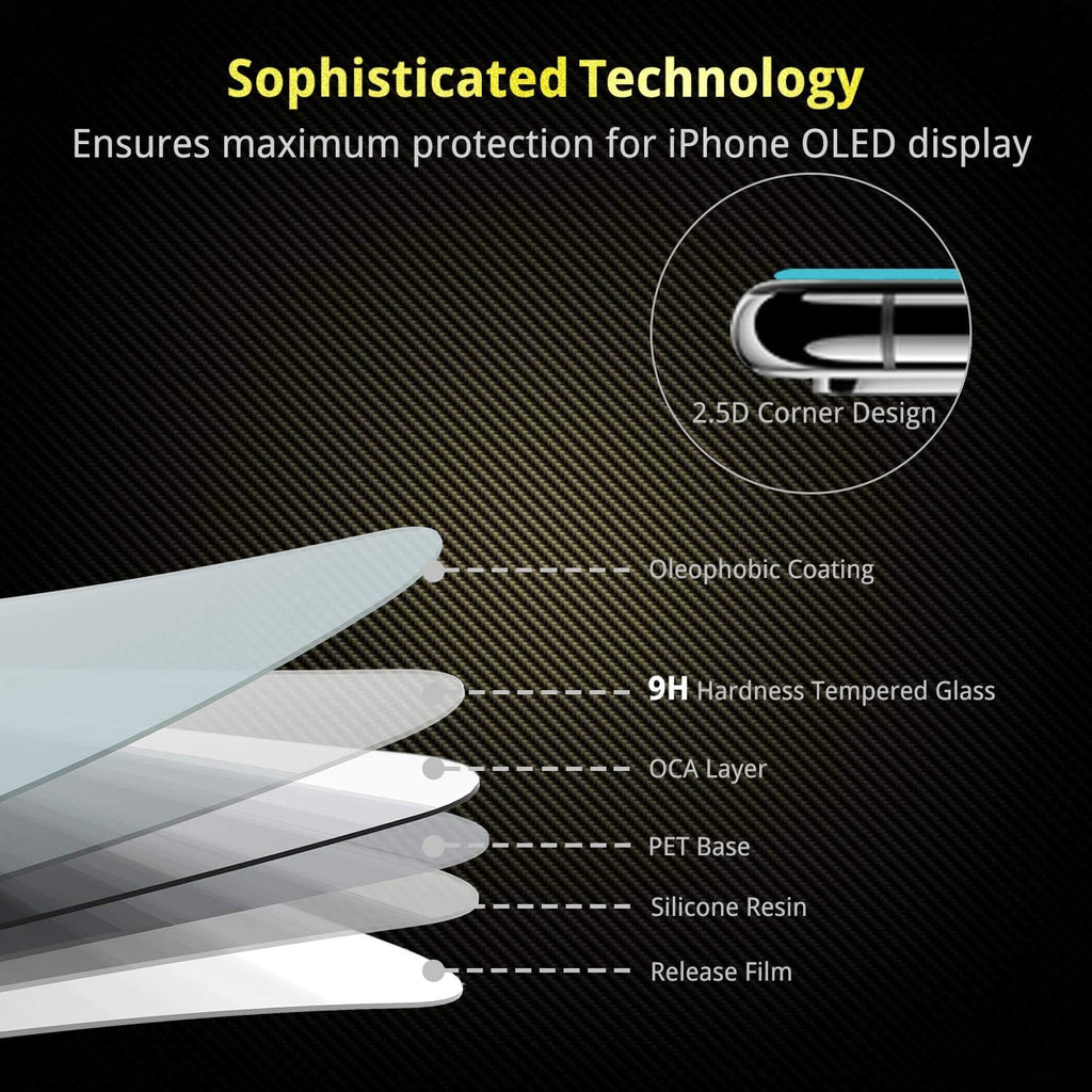 UNBREAKcable 3-Pack Screen Protector for iPhone 11 Pro/XS/X, Double Shatterproof Tempered Glass [Easy Installation Frame] [9H Hardness] [HD Clear] [Case Friendly] for 5.8 Inch