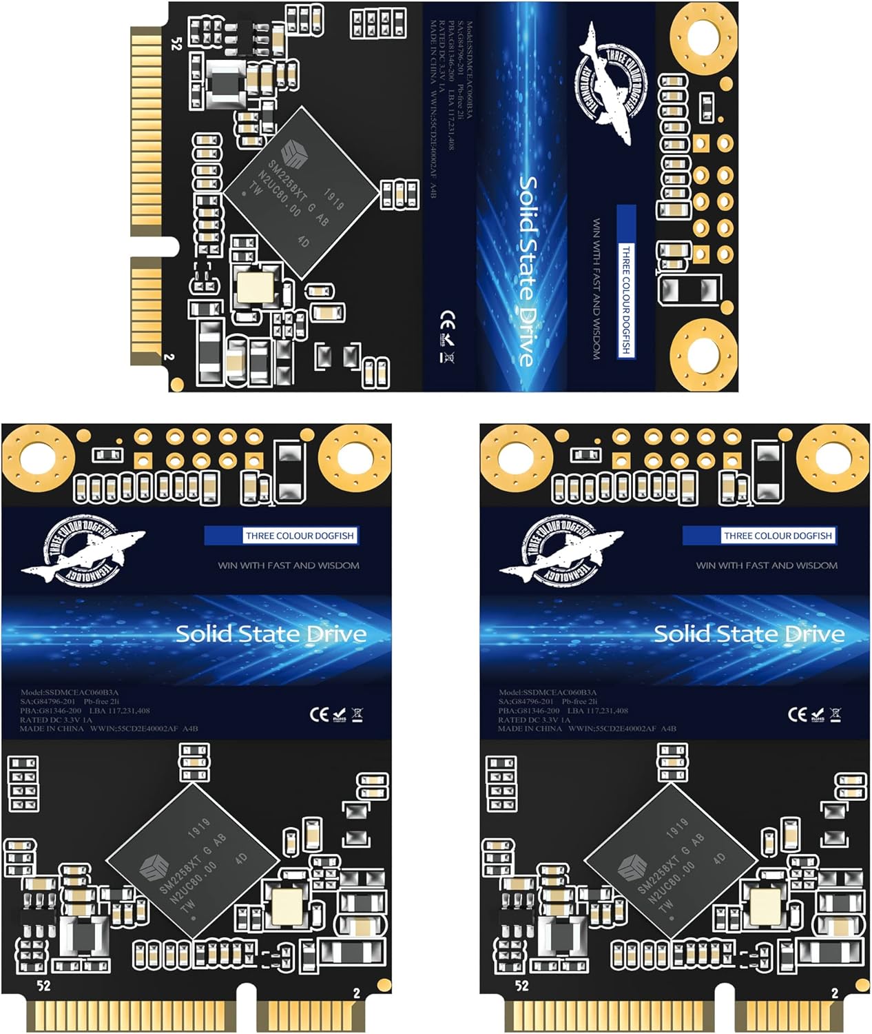 SSD MSATA 128GB Dogfish High Performance Internal Solid State Drive for Desktop Laptop 3 Unit Package Pack [128GB(3Packs),MSATA]