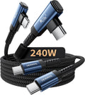 USB C Cable [2Pack, 6.6ft] 240W Fast Charging Type C Cord, Nylon Braided USB 2.0 Cable for iPhone 16 15 Pro Max, iPad Pro, Samsung Galaxy S24 S23, Switch, MacBook Pro, Pixel