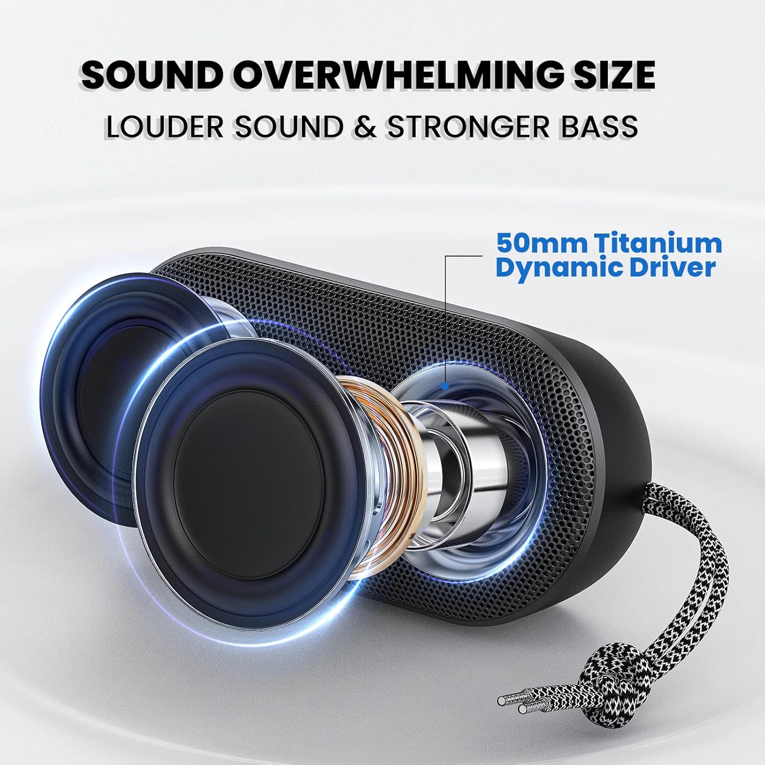 MIATONE Drum Shower Speaker with LED Lights, IPX7 Waterproof Bluetooth Speaker, 15W Loud Sound, Bluetooth 5.3, 24H Playtime, Portable Speaker for Bathroom, Shower, Pool, Beach, Teen Boys Girls Gifts