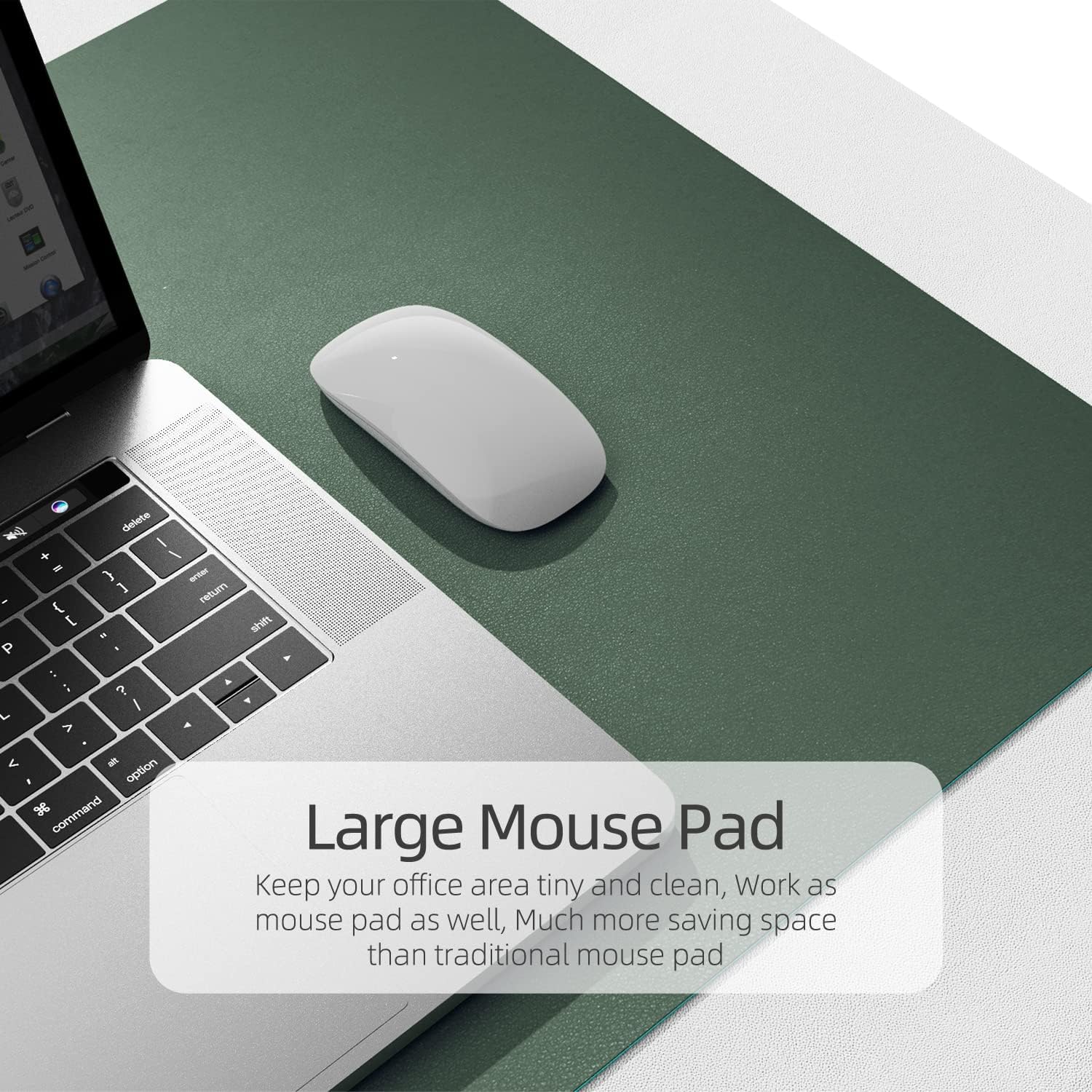YSAGi Office Desk Pad, Desk Mat, 23.6" x 13.7" Ultra Thin Waterproof PU Leather Desk Blotter, Laptop Desk Pad Protector for Keyboard, Desk Writing Pad for Office and Home (Dark Green+Dark Blue)