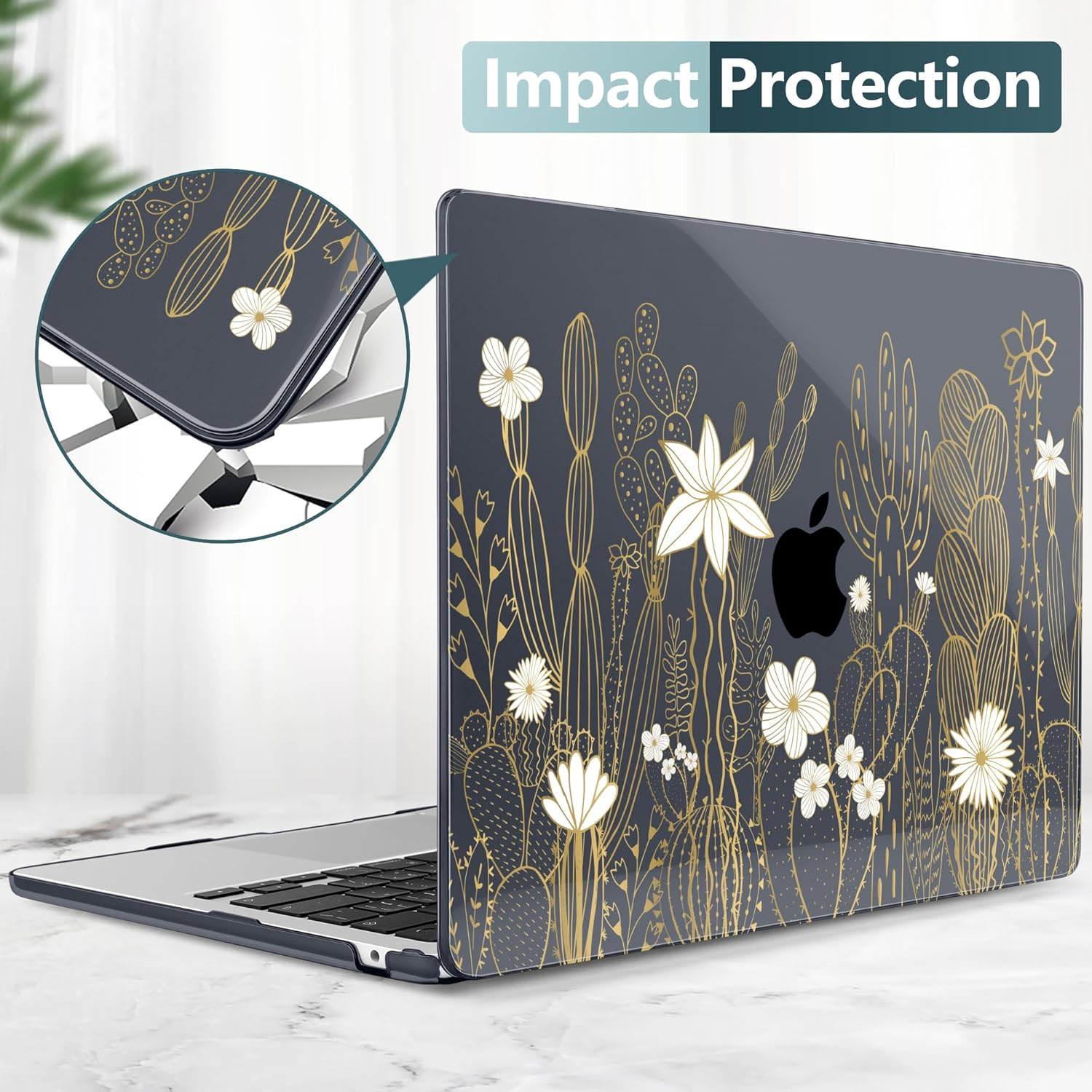 TWOLSKOO Compatible with M4 MacBook Air 15 inch Case 2025-2023 Released Model M4 A3241 M3 A3114 M2 A2941, Plastic Hard Shell & Screen Protector & Keyboard Cover & Trackpad Film, Cute Cactus