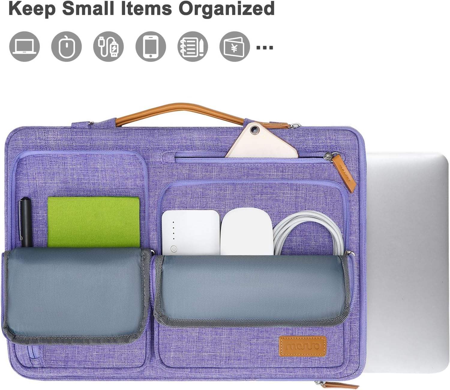 MOSISO 360 Protective Laptop Shoulder Bag,13-13.3 inch Computer Bag Compatible with MacBook, HP, Dell, Lenovo, Asus Notebook,Side Open Messenger Bag with 4 Zipper Pockets&Handle, Purple