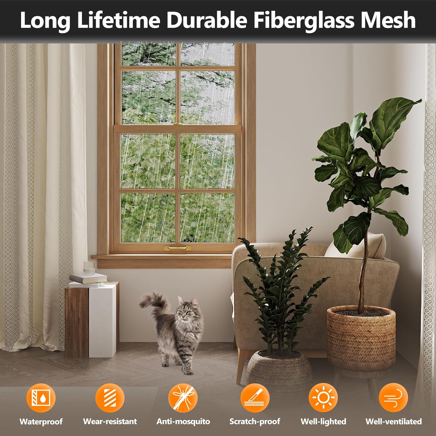 Window Screen Door Repair Kit, 39" x 78" Screen Door Mesh Replacement Kit, Durable Fiberglass Mesh Roll with Tools for Windows Doors Patio and Porch Replacement, Black