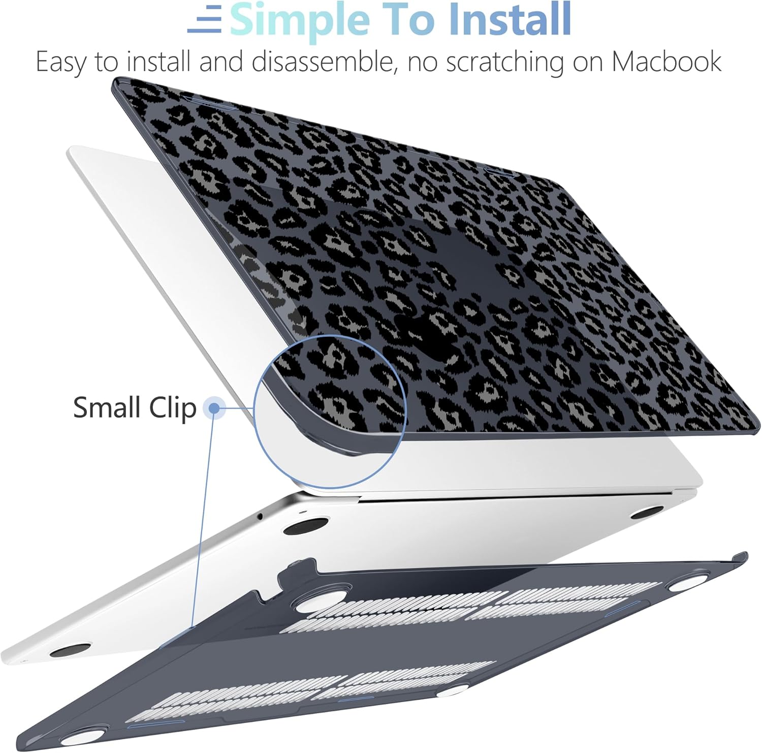 MEEgoodo Case for M4/M3/M2 MacBook Air 13.6 inch Case 2025 2024 2022, Fit Model A3240/A3113/A2681, Laptop Hard Shell with Keyboard Cover Compatible with MacBook Air 13 inch, Snow Leopard Texture