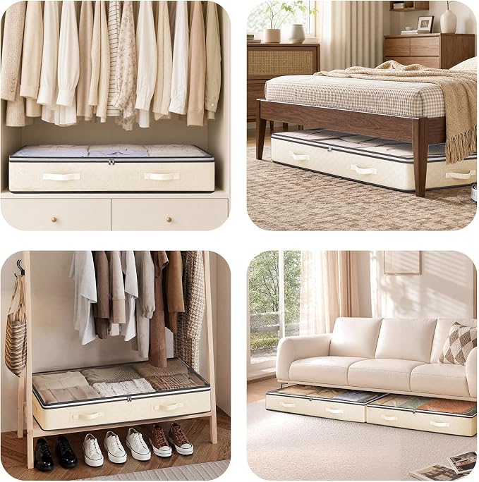 90L Under Bed Storage Containers, Closet Organizers and Storage Bins, Foldable - Image 8