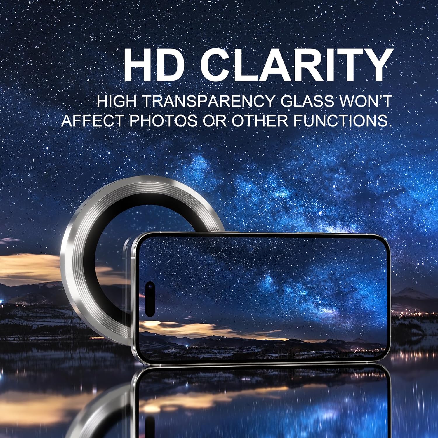 Choiche Compatible for iPhone 16 Pro/iPhone 16 Pro Max Camera Lens Protector, 9H Tempered Glass Camera Cover Screen Protector Metal Ring Decoration Accessories (Titanium Natural)