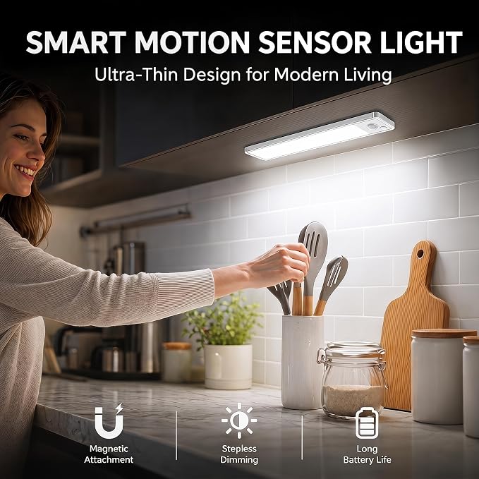 Under Cabinet Motion Sensor Lighting: 10 Inch Dimmable Rechargeable Lights - Image 2