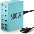 Charging Station (600W),12-Port USB C Charger Block with Dual 100W PD USB-C Fast Charging Station Hub for MacBook Pro/Air/All iPad iPhone 17/16 15/14/13/Pro Max/Samsung Galaxy Note(Green)