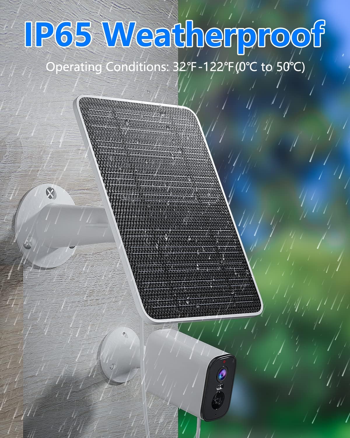 Solar Panel for Security Camera, 5W USB Solar Panel for DC 5V Security Camera, Micro USB & USB-C Port Solar Panel, IP65 Waterproof Solar Charger for Camera,360° Adjustable Mounting 13ft Cable, 1 Pack