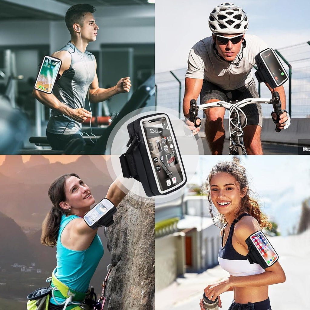 Phone Holder for Running Armband Cell Phone Holder iPhone 16 16e 15 14 13 12 11 Pro Max Xs Xr X Plus SE Mini Galaxy Ultra S25 Note, Sports Arm Bag Bands Fit Exercise Gym Workout Runner Hiking