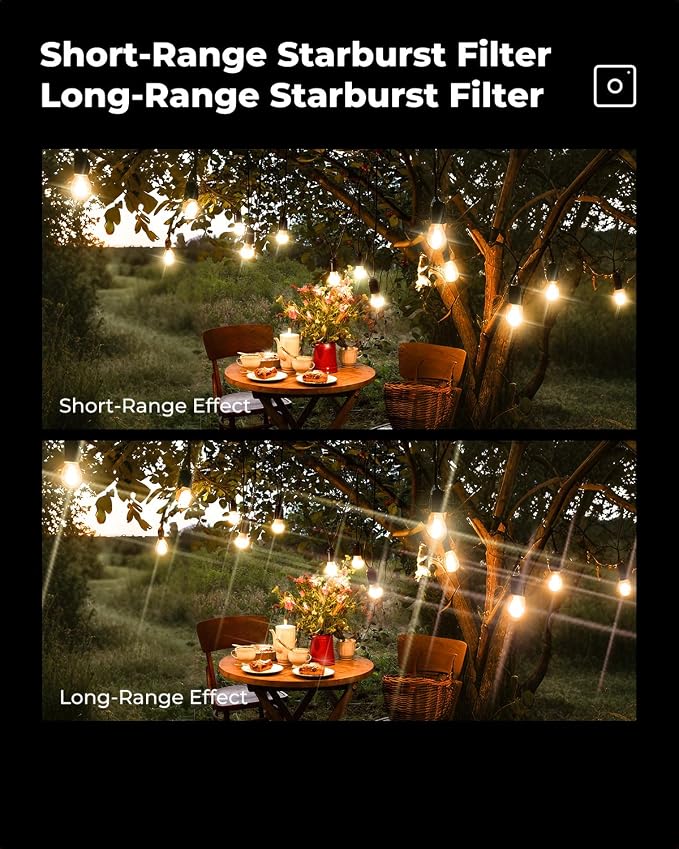 K&F CONCEPT 55mm Variable Short Line Star Lens Filter, Cross Screen Starburst - Image 5