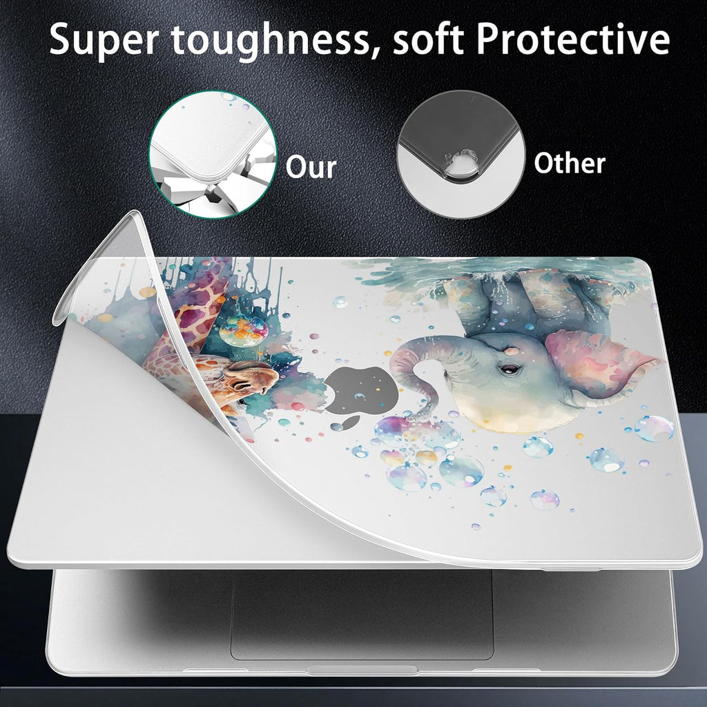 for MacBook Pro 16 inch Case 2021 2022 2023 2024 Release A3186 A3403 M4 A2991 M3 A2780 M2 A2485 M1 Pro/Max, Hard Shell Case with Screen Protector & Keyboard Cover, Elephant & Giraffe