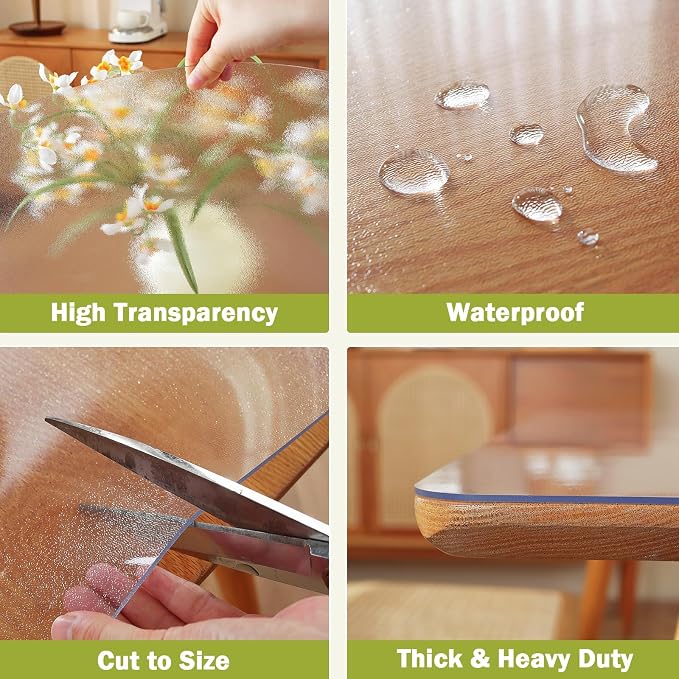 OstepDecor Frosted Clear Table Cover Protector 40 x 78 Inch, 1.5mm Thick - Image 4