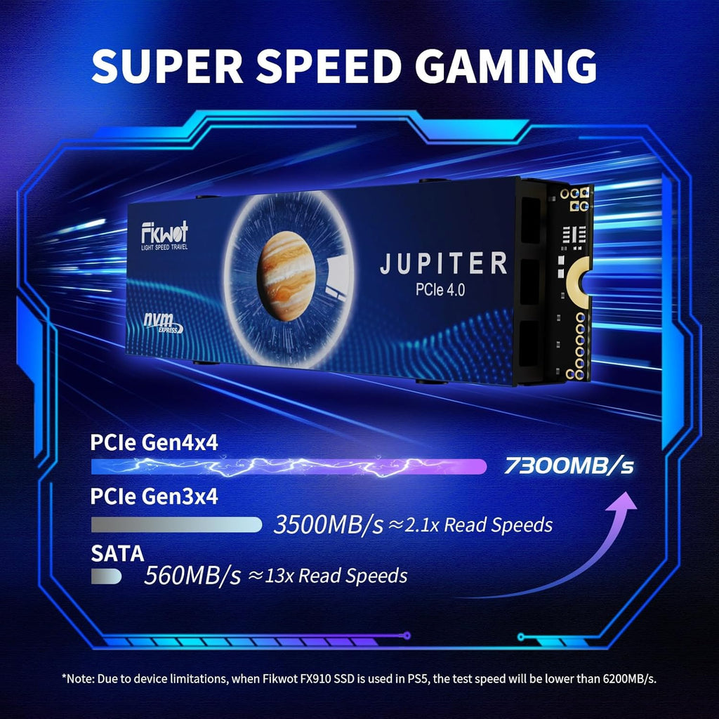 FX910 4TB M.2 NVMe SSD for PS5&PC, PCIe Gen4 2280 Gaming SSD with Heatsink, Up to 7300MB/s, Internal Solid State Drive