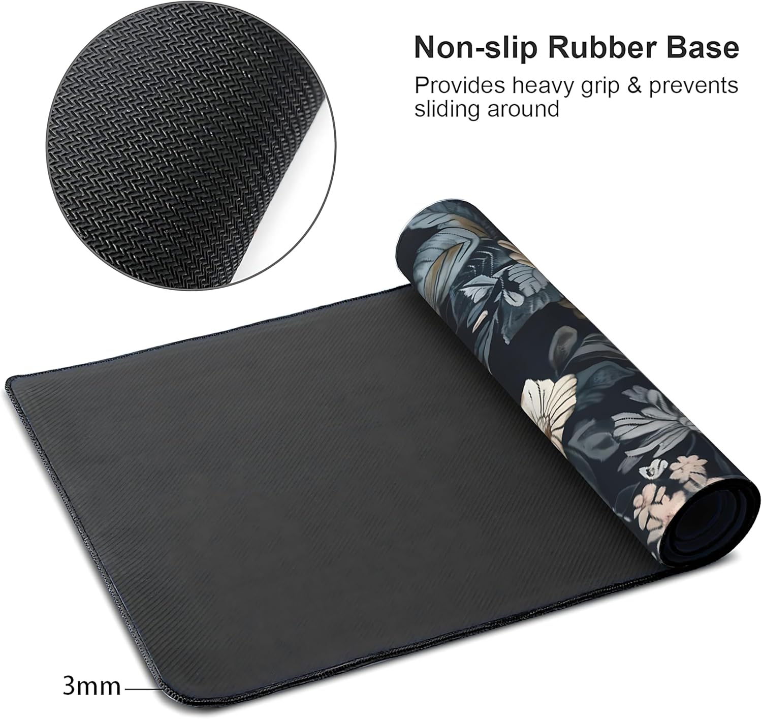 Dark Flower Large Mouse Pad,Gaming Keyboard Desk Pad,Extended Mouse Mat Non-Slip Rubber Base with Stitched Edges for Office Game Home XXL 35.4"x15.7"