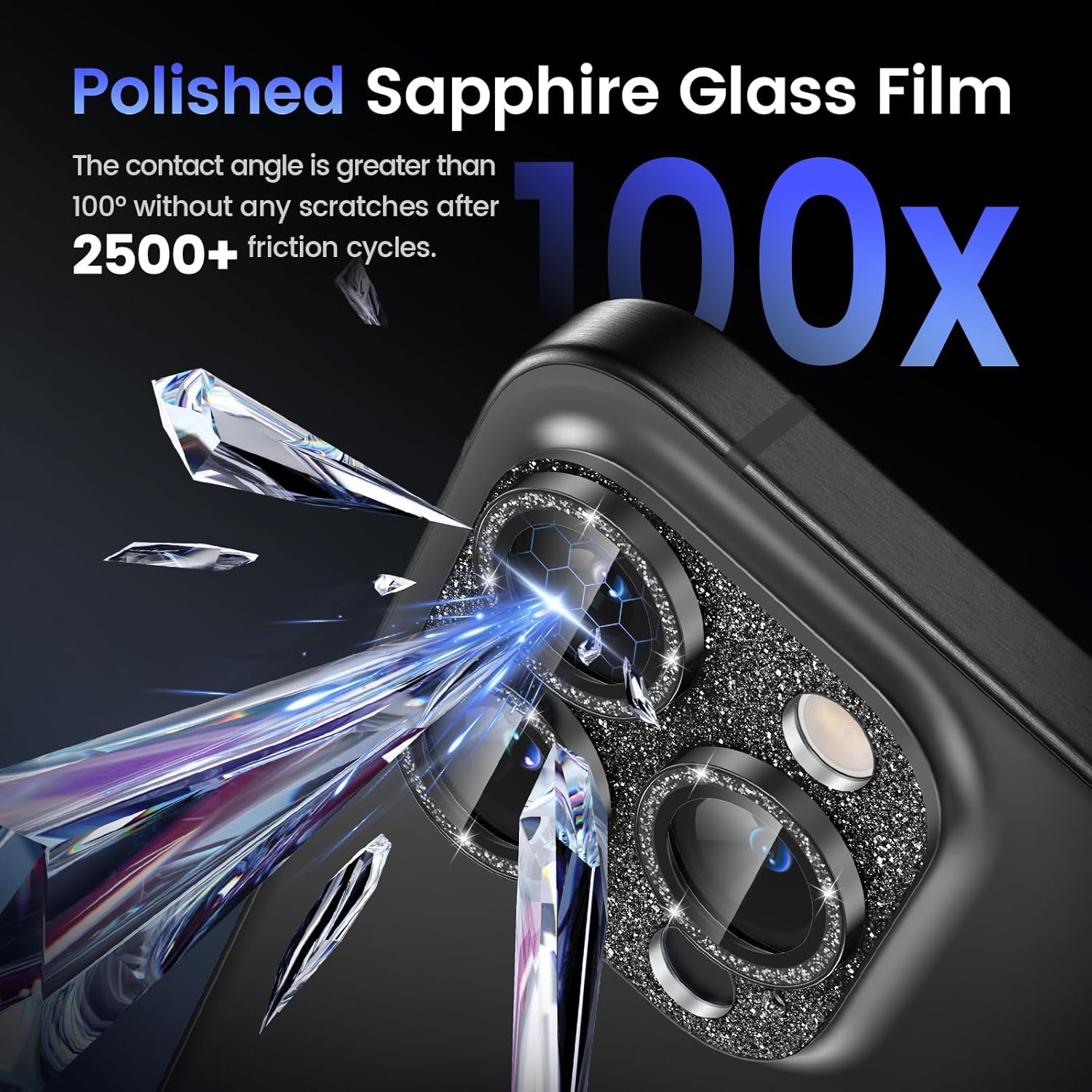 Tensea for iPhone 16 Pro/iPhone 16 Pro Max/iPhone 15 Pro/iPhone 15 Pro Max Camera Lens Protector, Metal Aluminum Alloy Tempered Glass Cover Camera Screen Protector Accessories, Case Friendly