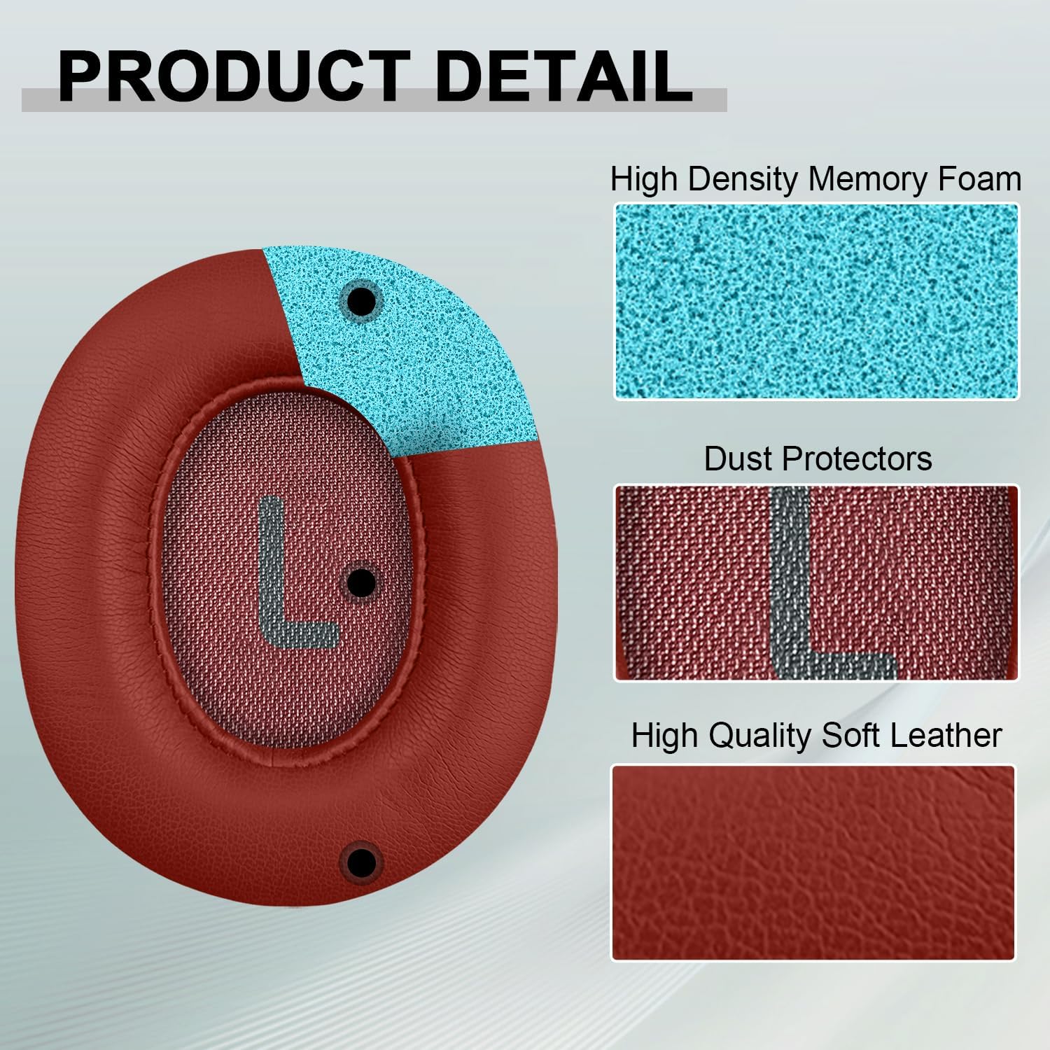 Replacement Ear Pads for JBL Tune 700(700BT)/710(710BT)/720(720BT)/750(750BT,750BTNC)/760(760NC)/770(770NC) Headphones, Headset Ear Cushions, Headset Earpads, Ear Cups Cover-Red