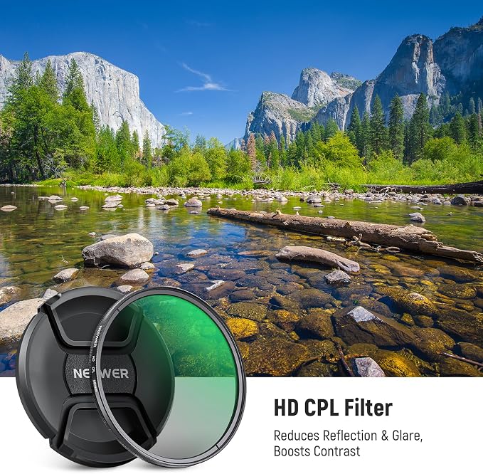 NEEWER 58mm CPL Filter with Lens Cap, Ultra Thin Circular Polarizing Filter - Image 2