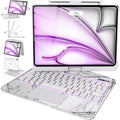 Intermerge Clear Keyboard Case for iPad Air 13" (M3/M2, 2025/2024) & Pro 12.9" (2022-2018) - 360° Rotatable Trackpad, RGB Backlit Keyboard, Pencil Holder, Power Indicator, Type-C, Frost Pulse