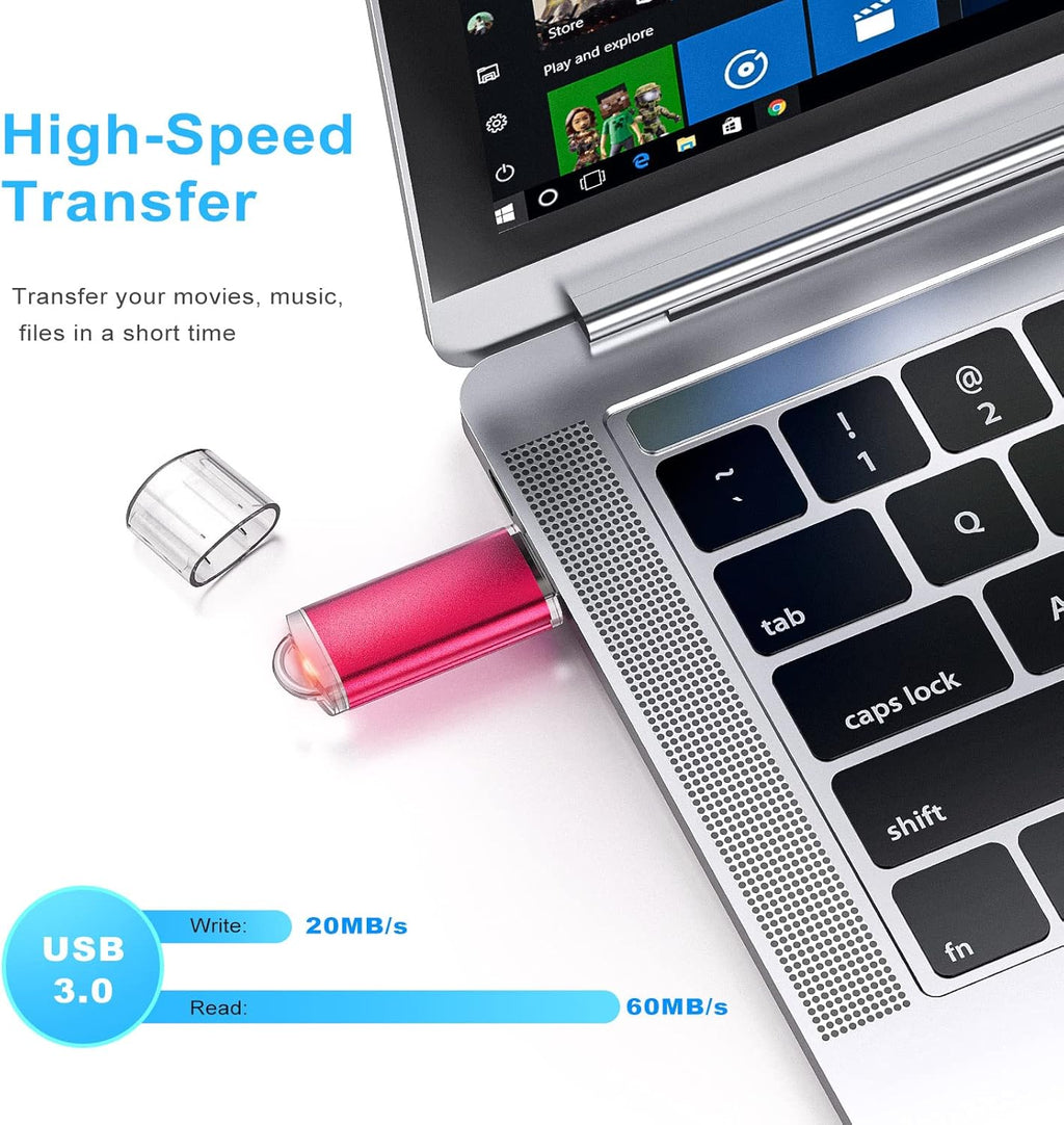 TOPESEL 32GB 10Pack 3.0 USB Flash Drive High Speed 32G Thumb Drive Memory Stick for PC Laptops Tablets TVs Car Audio(5 Mixed Colors: Black Blue Green Red Silver)