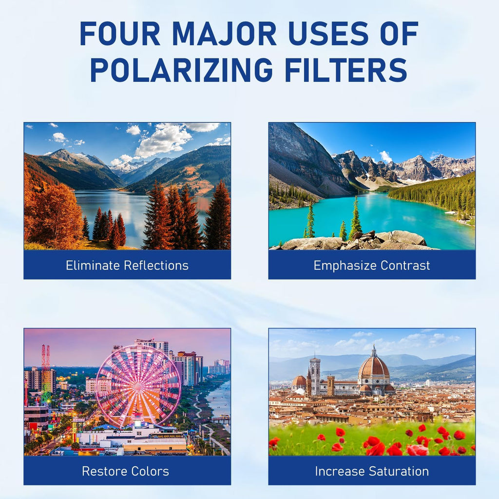 52mm Clip-on CPL Phone Camera Filter Kit, Circular Polarizer Filter, CPL Polarizer Phone Camera Lens Filter for iPhone Samsung/Android Smartphones