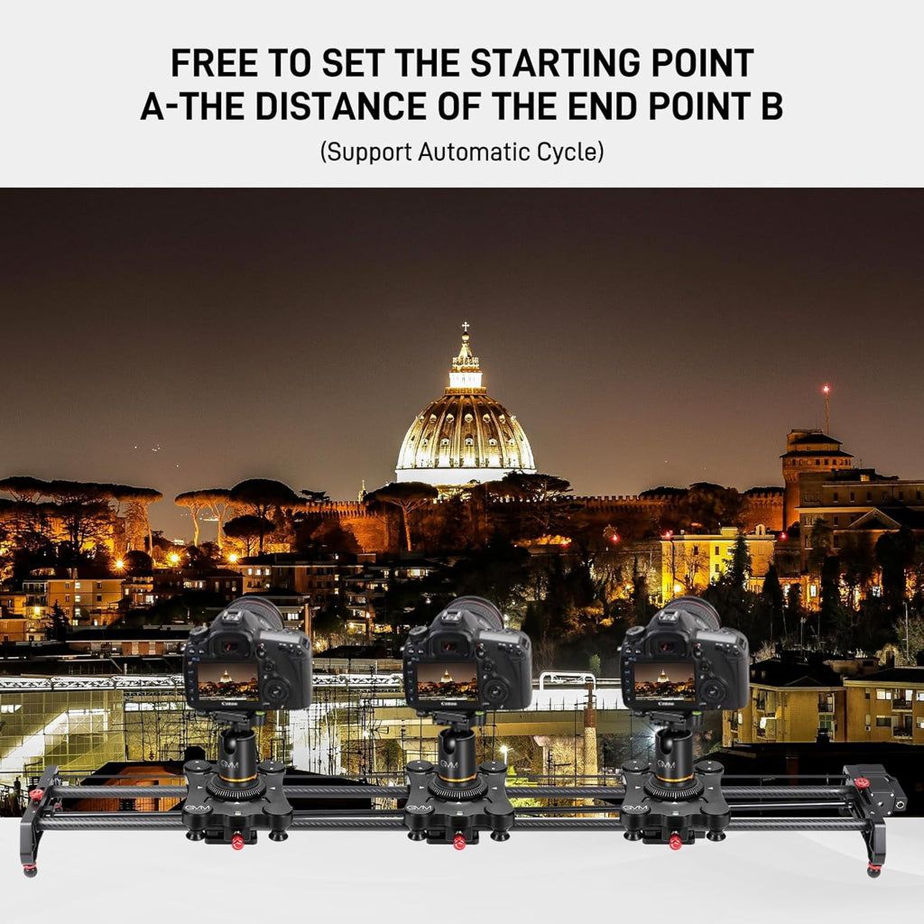 GVM 48"/120CM Carbon Fiber Motorized Camera Slider, Professional Camera Slider with Remote Control, Support Video Mode, Time Lapse Photography, Horizontal, Tracking and 120° Panoramic Shooting