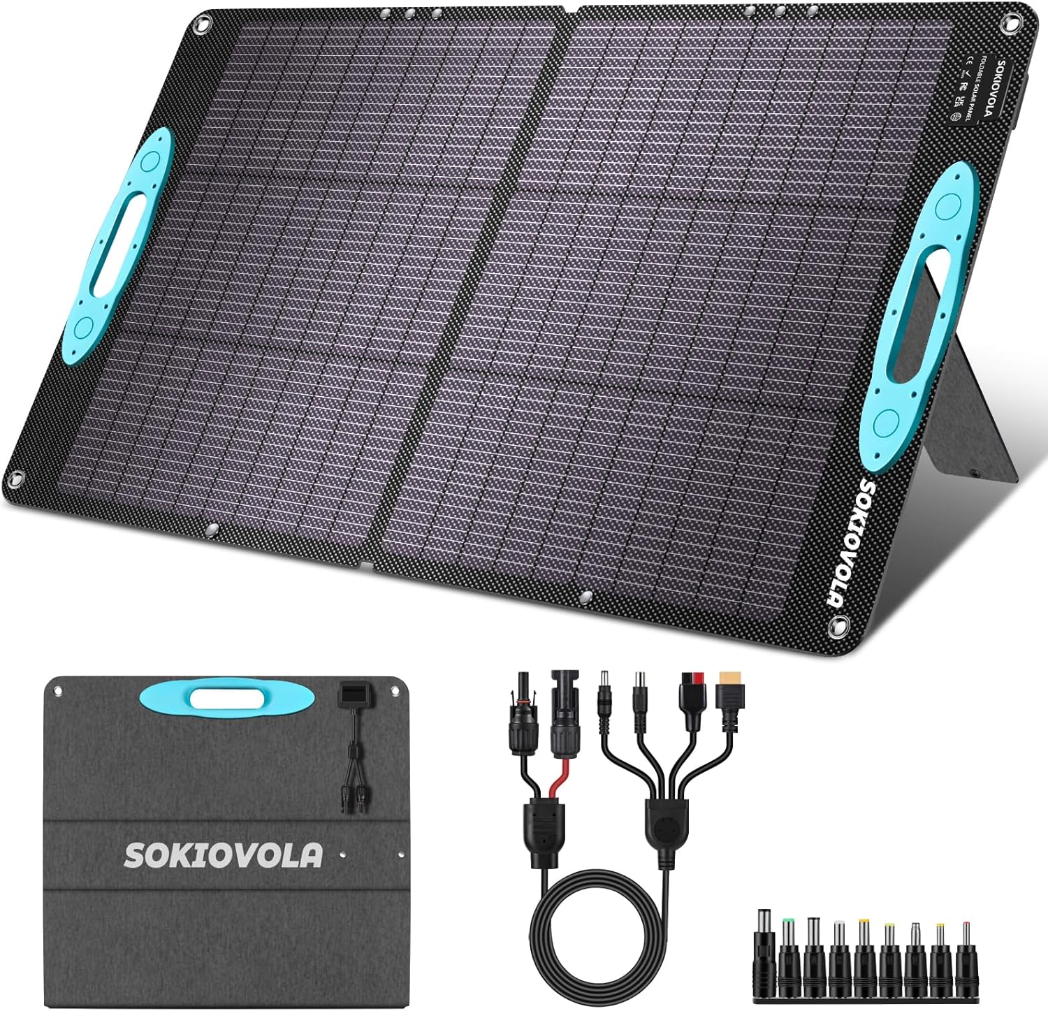 N-Type 16BB 100W Portable Solar Panel for Power Station,ETFE Portable Foldable Solar Charger NextGen 25% High Conversion IP68 Waterproof Solar Panel for Camping Outdoor RV Blackout