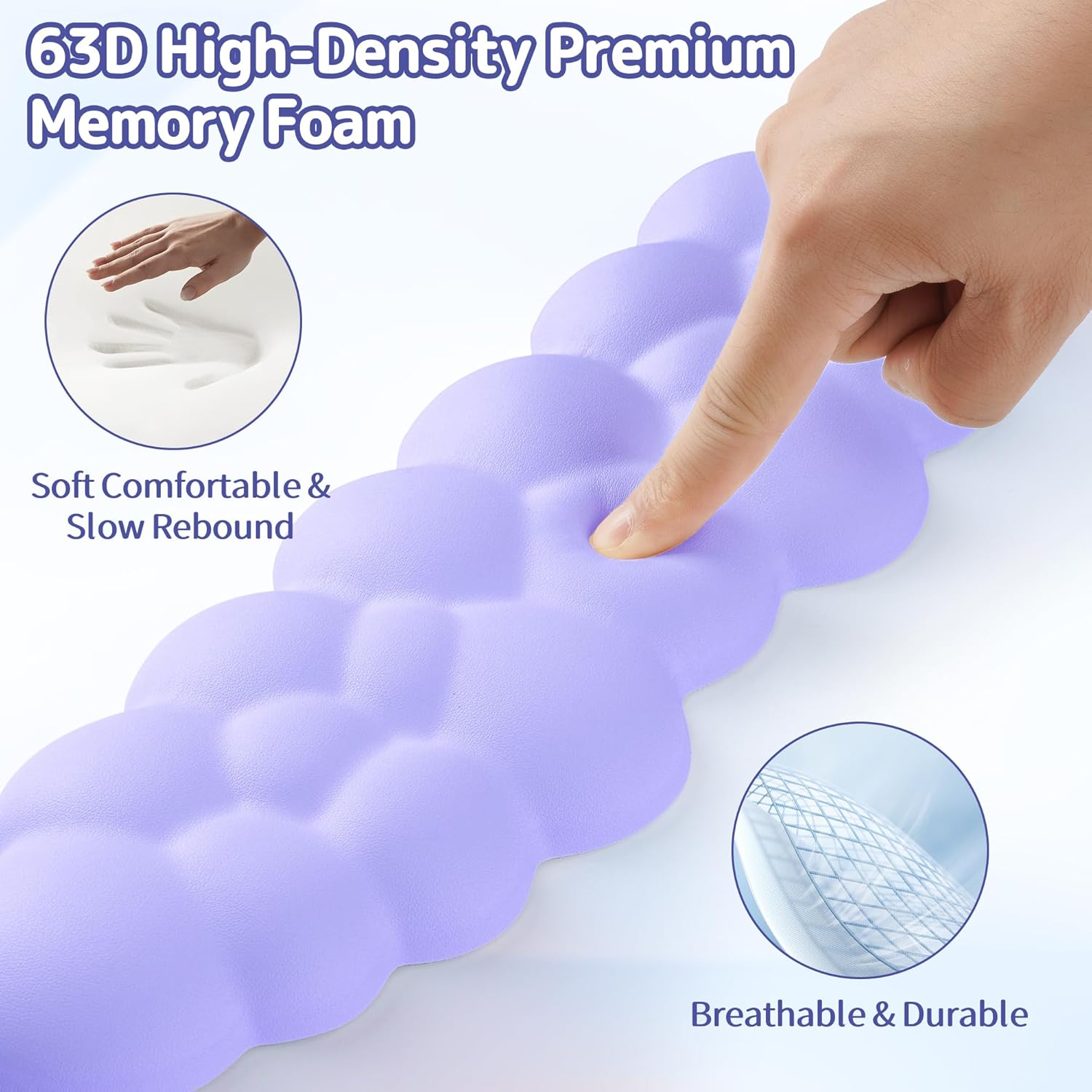 Cloud Wrist Rest Keyboard, Cloud Keyboard Wrist Pad Set with PU Leather Memory Foam, Cute Arm Rest for Palm Support, PC/Gaming Desk Accessories/Office Setup/Computer Hand Cushion - Purple