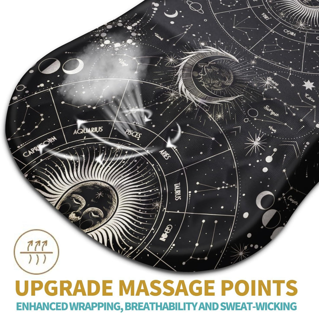 Hokafenle Ergonomic Mouse Pad Wrist Support with Massage Design, Wrist Rest Pain Relief Mousepad with Memory Foam&Non-Slip PU Base,Mouse Pads for Wireless Mouse (12x8 inch,Tarot Constellation)