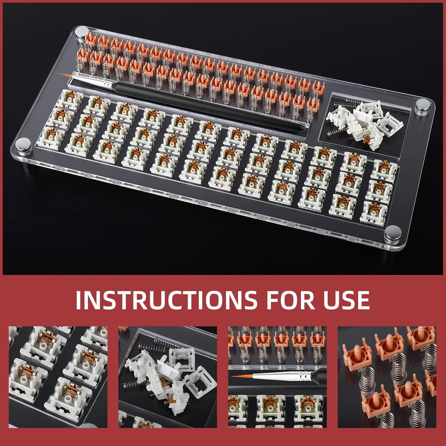 YIMAGUJRX RUNJRX 36 Switches Acrylic Lube Station for Keyboard Switch,GPL 205G0 0.53oz/15g, Switch Opener for MX Cherry Akko Panda Kailh Switch Tester,Switch Lube Kit for Gaming Keyboard