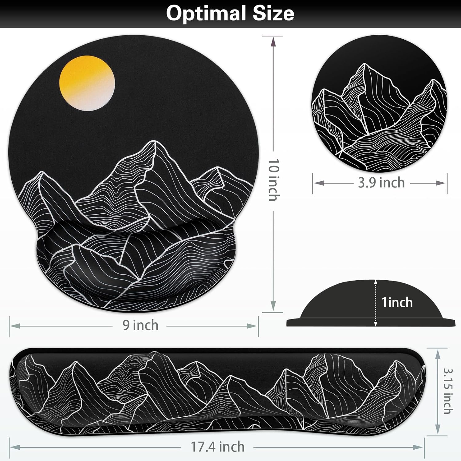 Ergonomic Keyboard Wrist Rest, Mouse Pad with Wrist Rest Black, Gaming Mousepad with Wrist Support, Memory Foam Wrist Rest Set for Computer Keyboard, Funny Cute Office Desk Accessories