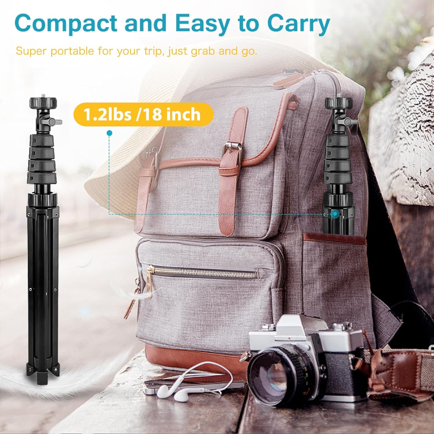 Aureday 67" Phone Tripod, Extendable Cell Phone and Camera Tripod Stand with Wireless Remote & Phone Holder, Aluminum Selfie Stick Tripod