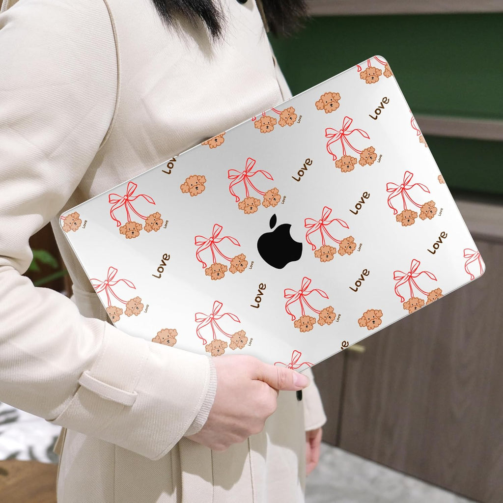 MEEgoodo Case for MacBook Pro 13 inch Case 2022 2021 2020 New A2338 M2/M1 A2251 A2289, Laptop Hard Shell with Keyboard & Camera Cover Compatible with 13 inch MacBook Pro, Cute Dog & Bows