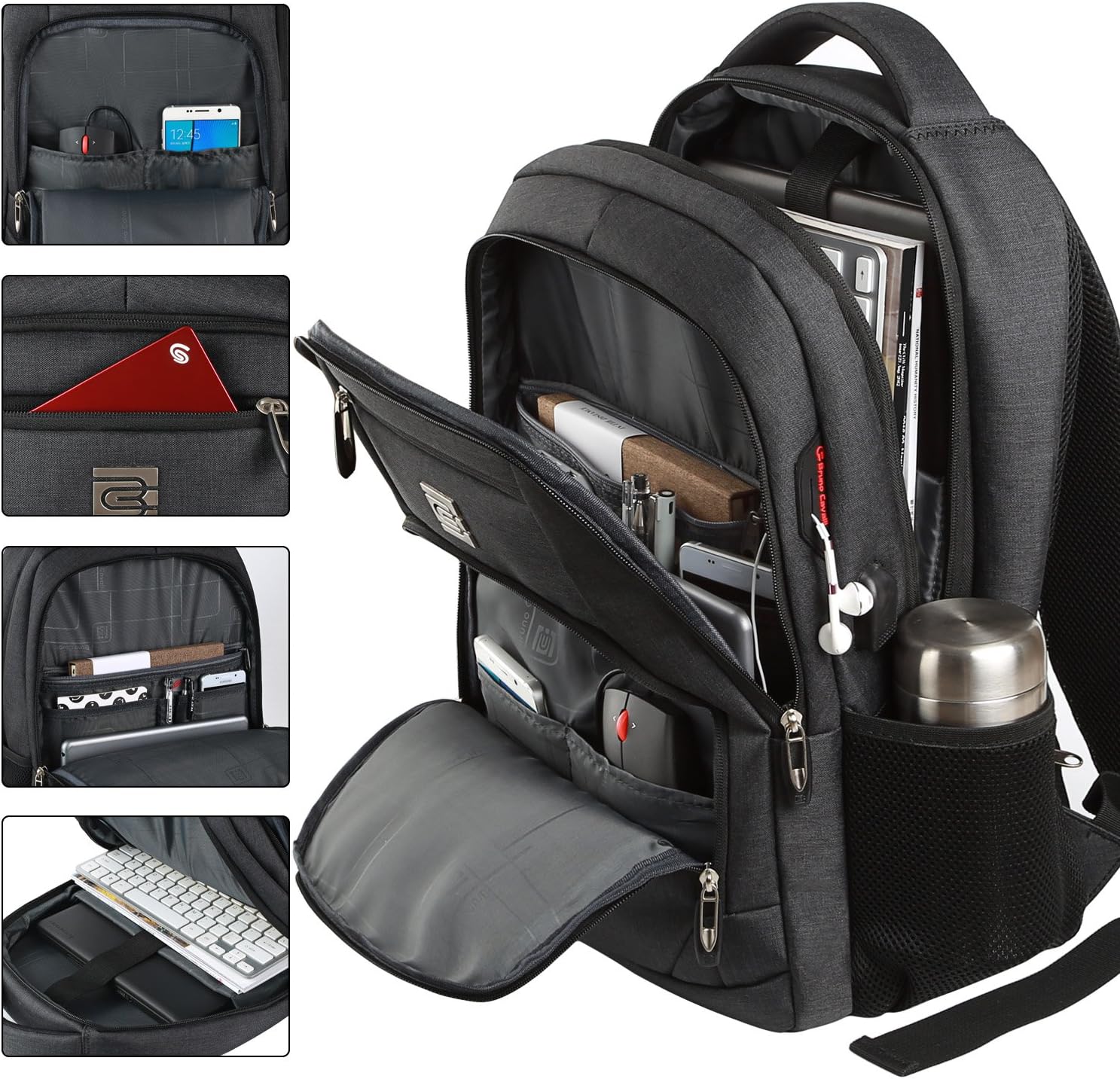 17 Inch Laptop Backpack, Business Anti Theft Slim Durable Laptops Backpack with USB Charging Port, Water Resistant College Computer Bag Gifts for Men & Women Fits 15.6 Inch Notebook-Black