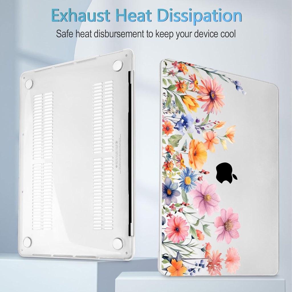Mektron for MacBook Air 13 Case A1466/A1369 (2010-2017 Release), Snap-on Plastic Hard Shell Cover for MacBook Air 13.3 inch with Keyboard Cover, Floral P165