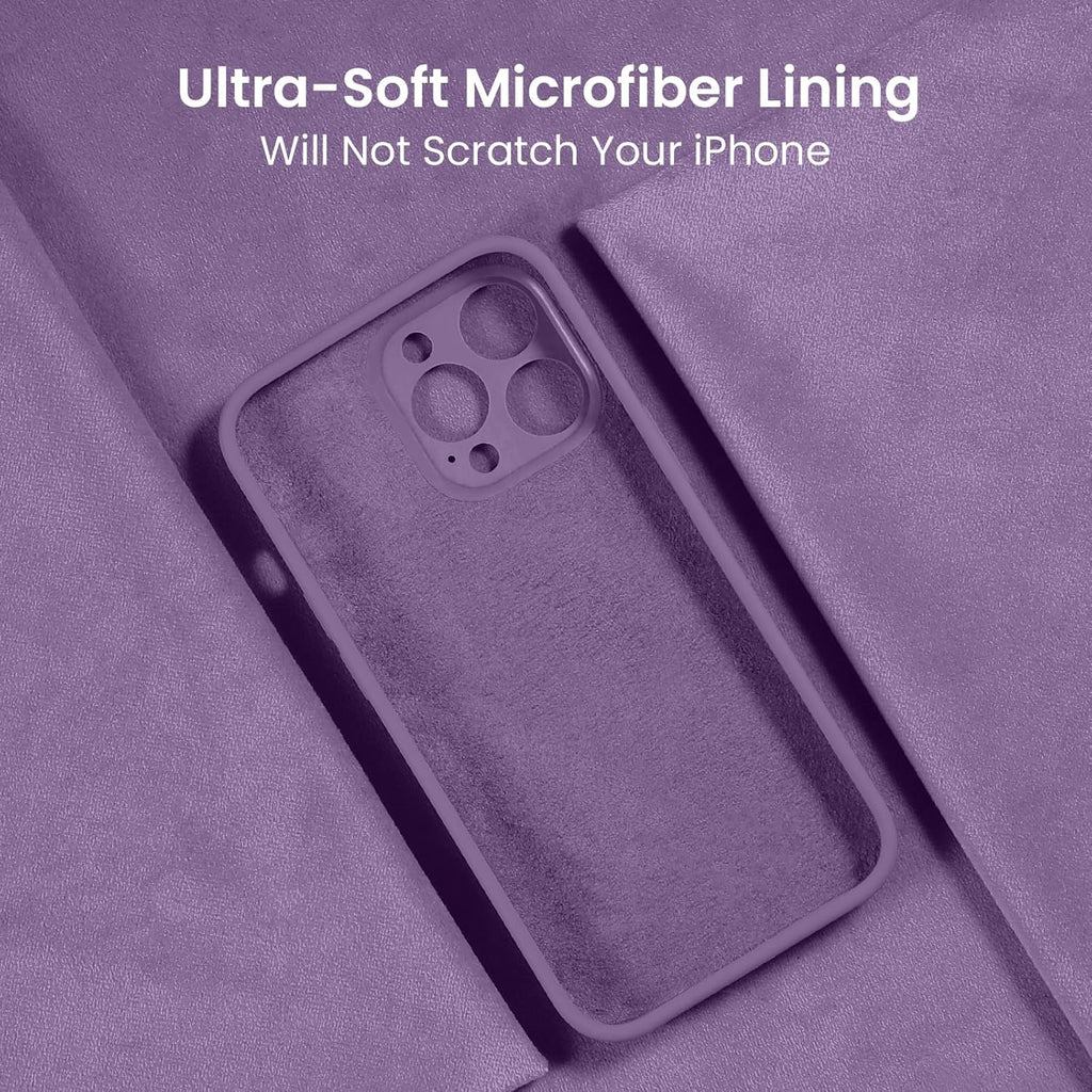 FireNova Designed for iPhone 13 Pro Max Case, Silicone [Camera Protection] Phone Case with [2 Screen Protectors], Soft Anti-Scratch Microfiber Lining Inside, 6.7 inch, Light Purple
