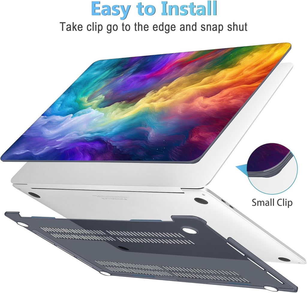 Mektron for MacBook Pro 13-inch Case 2022 2021 2020 Release A2338 M2 M1 A2289 A2251, Printed Plastic Hard Shell Cover for New MacBook Pro 13.3-inch Touch Bar Fits Touch ID，Rainbow Cosmic