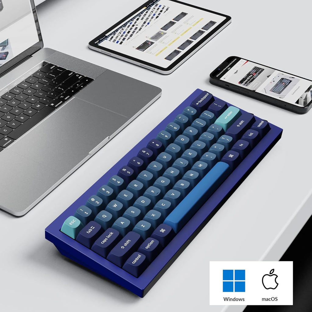 Keychron Q4 Wired Custom Mechanical Keyboard, 60% Layout QMK/VIA Programmable Macro with Hot-swappable Gateron G Pro Blue Switch Double Gasket Compatible with Mac Windows Linux(Navy Blue)