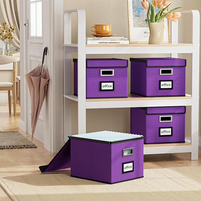 File Organizer Box with Lid, Collapsible File Folder Organizer - Image 2