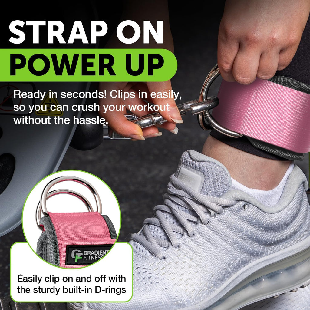 Gradient Fitness Ankle Straps (2 Pack) | Ankle Strap for Cable Machine, Ankle Bands for Working Out, Cable Ankle Strap