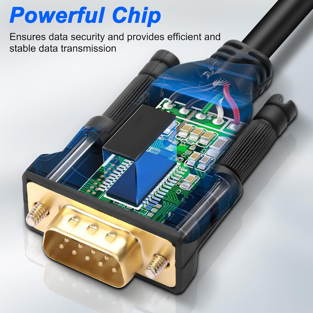 XMSJSIY USB to RS232 DB9 Serial Adapter Cable USB A Male to D-SUB 9-Pin Male Converter Cord with Gold Plated Support Winows11/10/8.1/8/7 Vista/XP and Mac OS -1.5M/4.29FT